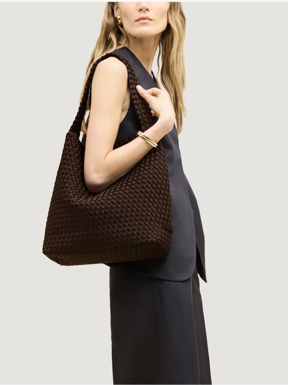 NAGHEDI Nomad Medium Hobo Bag-chocolate